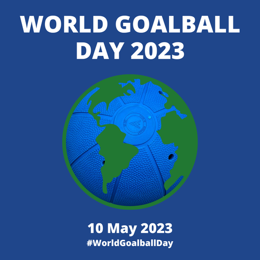 A blue goalball made to look like the earth